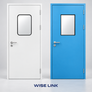 metal door flush with cleanroom panel